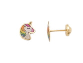 Pendientes Oro Niña Unicornio